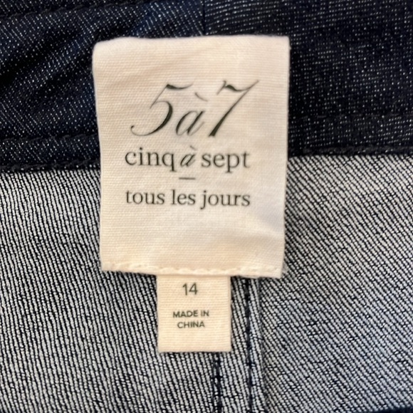 NWOT Cinq a Sept high waisted wide leg 4 pocket darker blue denim jeans - Picture 12 of 14